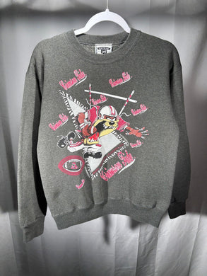 Vintage Alabama X Warner Bros Dark Grey Crewneck Sweatshirt Small - Alabama VTG