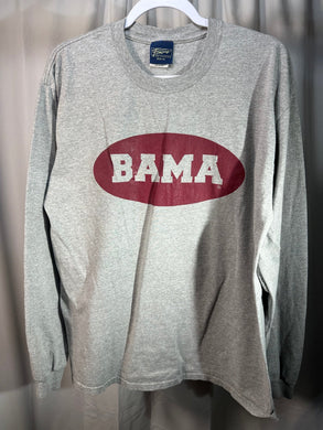 Vintage Bama Spellout Grey Long Sleeve Shirt Large - Alabama VTG