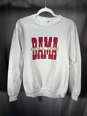 Vintage Bama X Jerzees White Crewneck Sweatshirt Medium - Alabama VTG