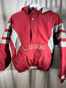 Vintage Starter X Alabama Puffer Half Zip Striped Pullover Small - Alabama VTG
