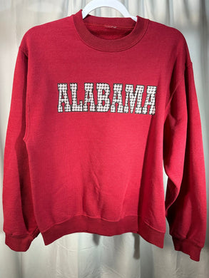 Y2K Alabama Spellout Houndstooth Sweatshirt Medium - Alabama VTG