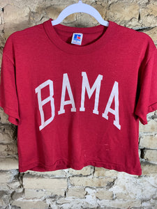 Vintage Bama Spellout Crop T-Shirt Medium